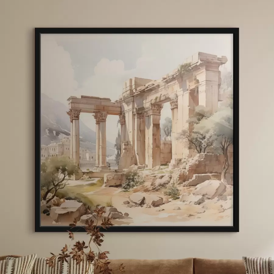 Papier peint photo Aquarelle imitation ruines antiques f42366