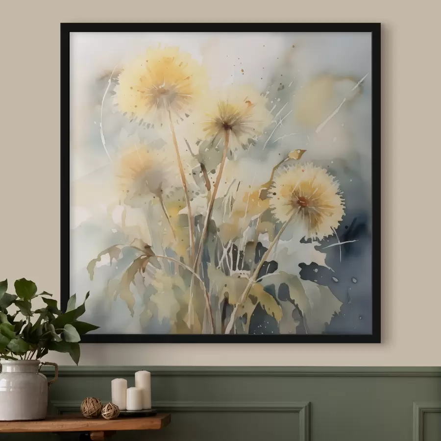  Peintures Pissenlits imitation aquarelle floue f42369