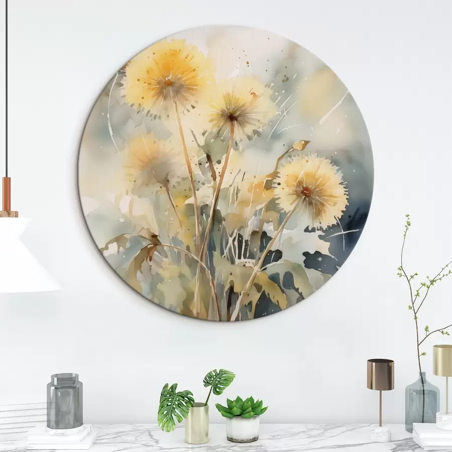 Fotobehang Paardebloemen imitatie van vage aquarel r42369