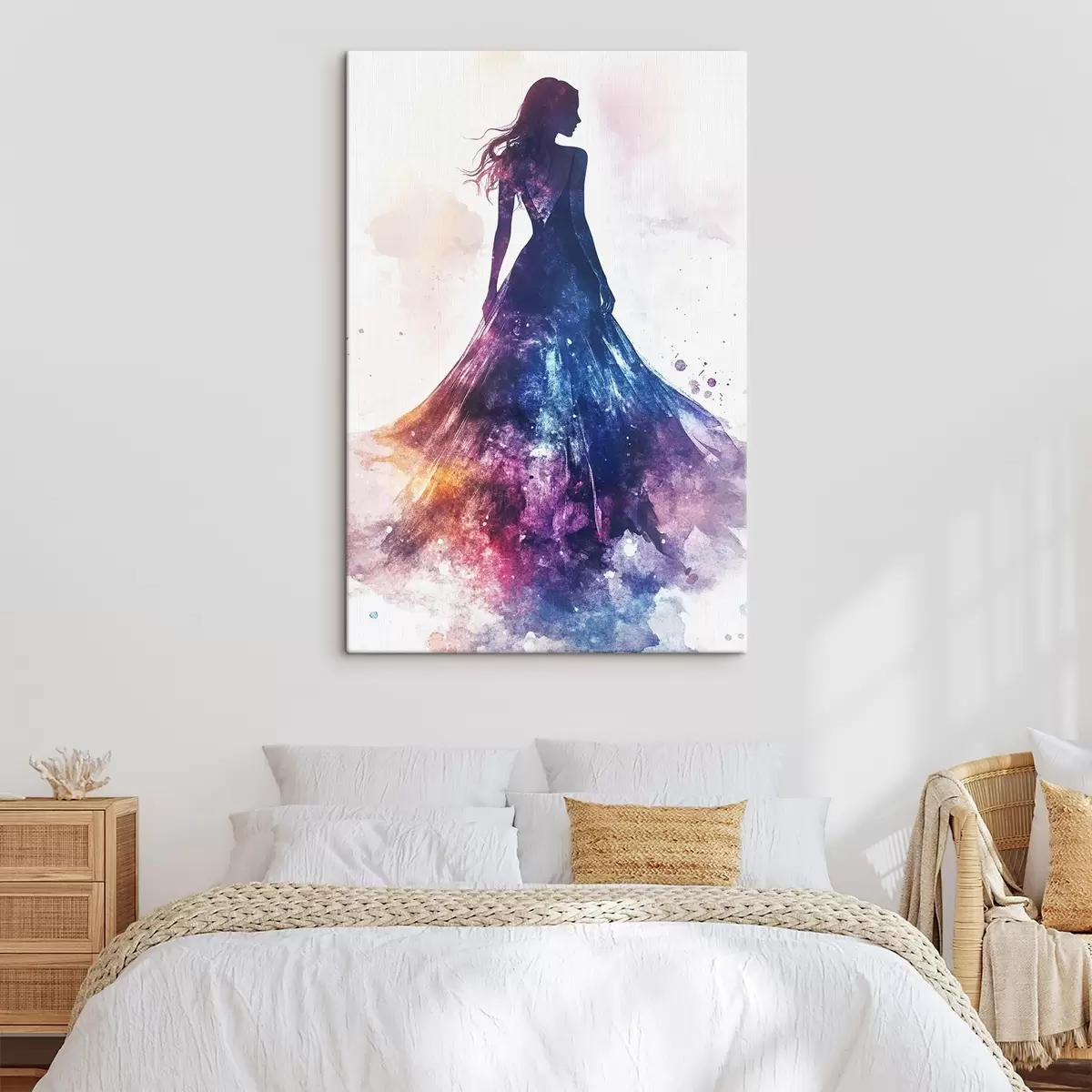  Peintures Silhouette d'une fille en style aquarelle s42078