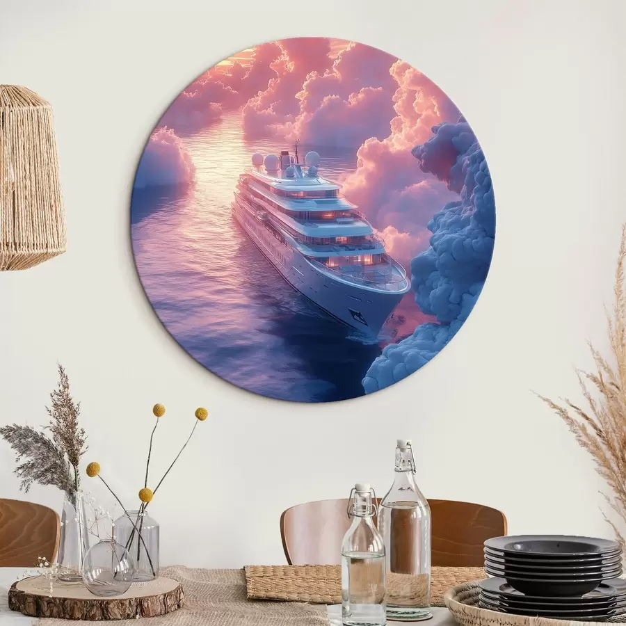  Schilderijen Cruiseschip tegen een roze zonsondergang r42085