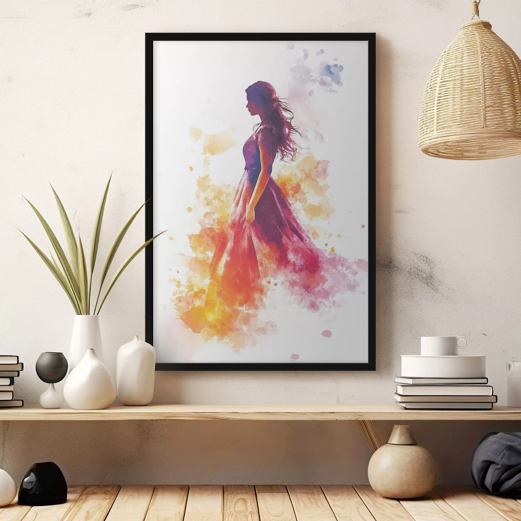 Fotobehang Portret van een meisje in aquarelstijl f42080