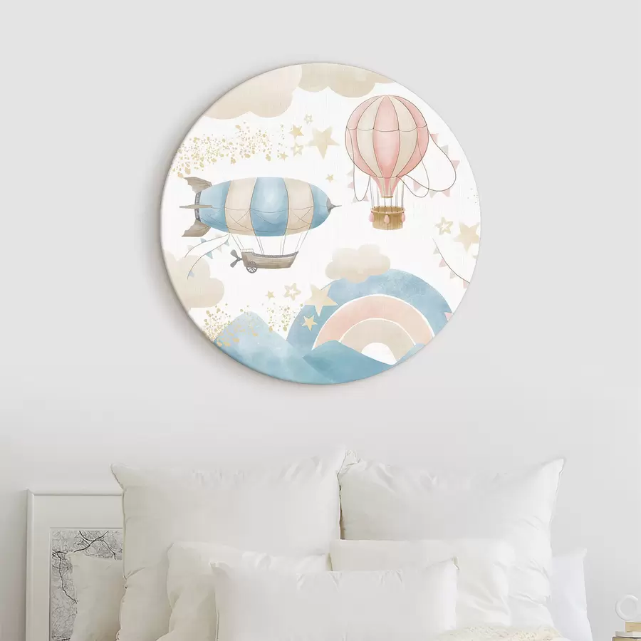  Schilderijen Luchtballonnen met wolken en regenboog r32431