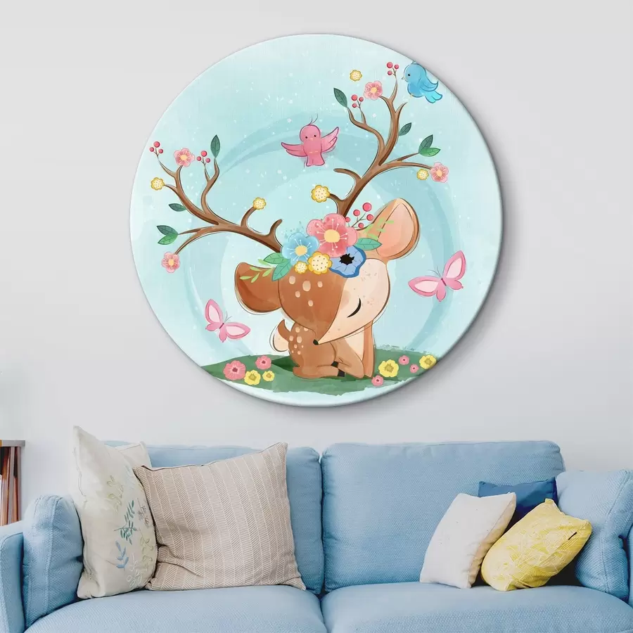  Schilderijen Schattig hertje met bloemen r32795