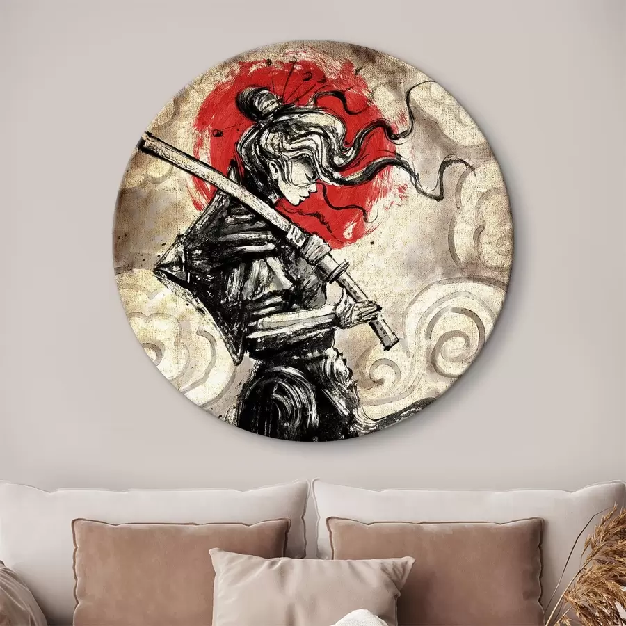  Schilderijen Mooi samoerai meisje met een katana op haar schouder r33060