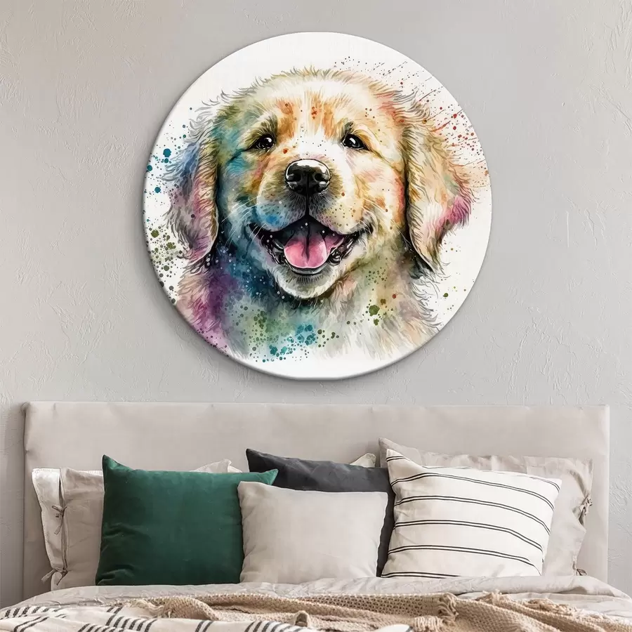  Schilderijen Gelukkige puppy in aquarelstijl r33539