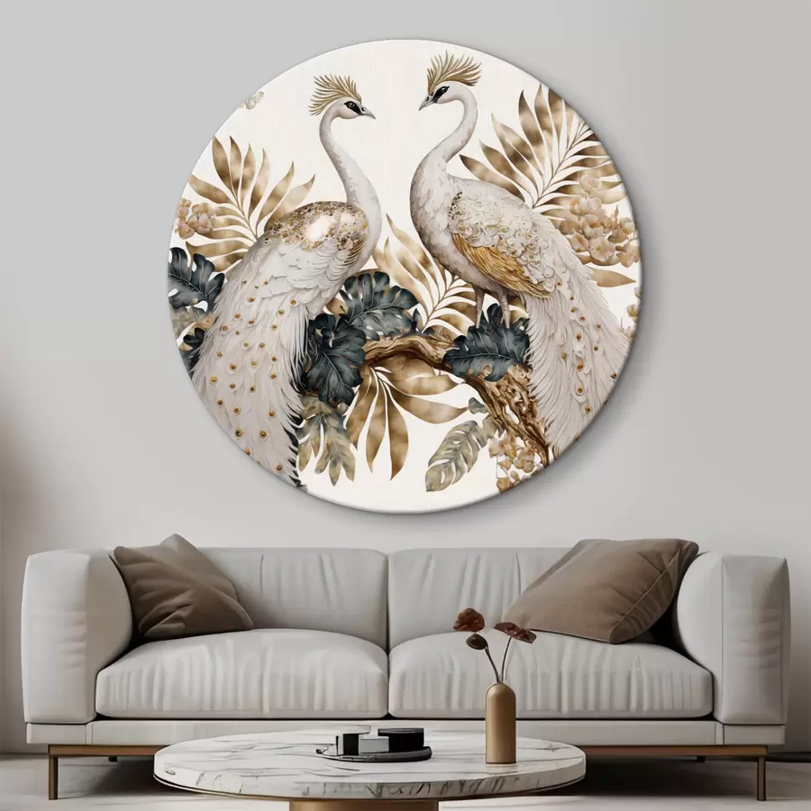  Schilderijen twee witte pauwen r33942