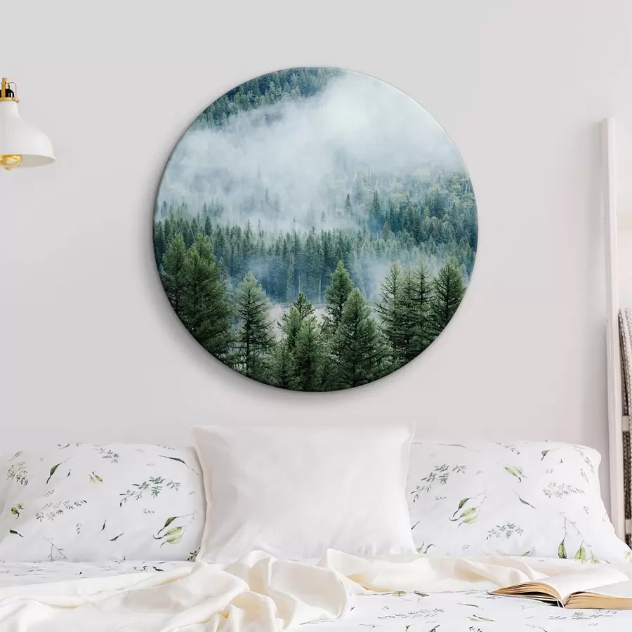 Fotobehang Naaldbos in de mist r34825