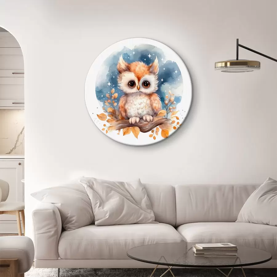  Schilderijen Fantastische kleine uil en de nachtelijke hemel r34912