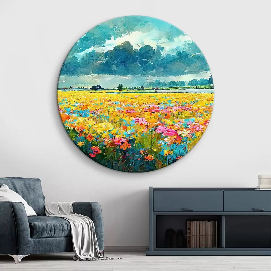  Schilderijen Wilde bloemen tegen de achtergrond van bergen r34944