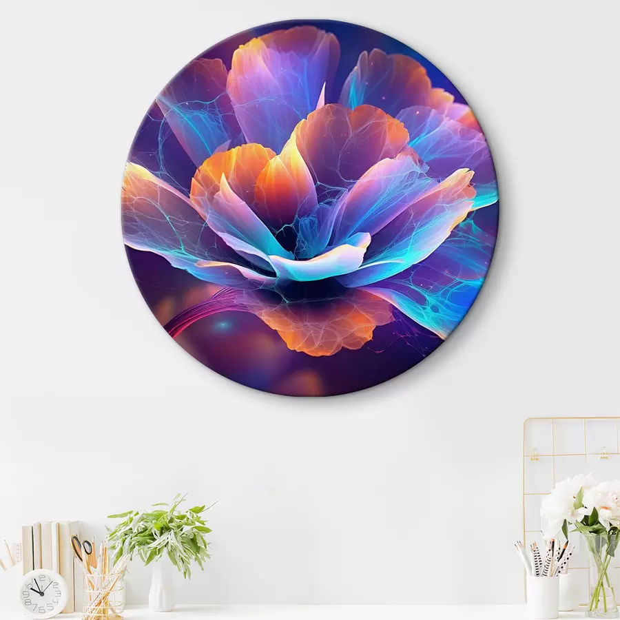  Schilderijen neon stralend frame met bloemen r35334