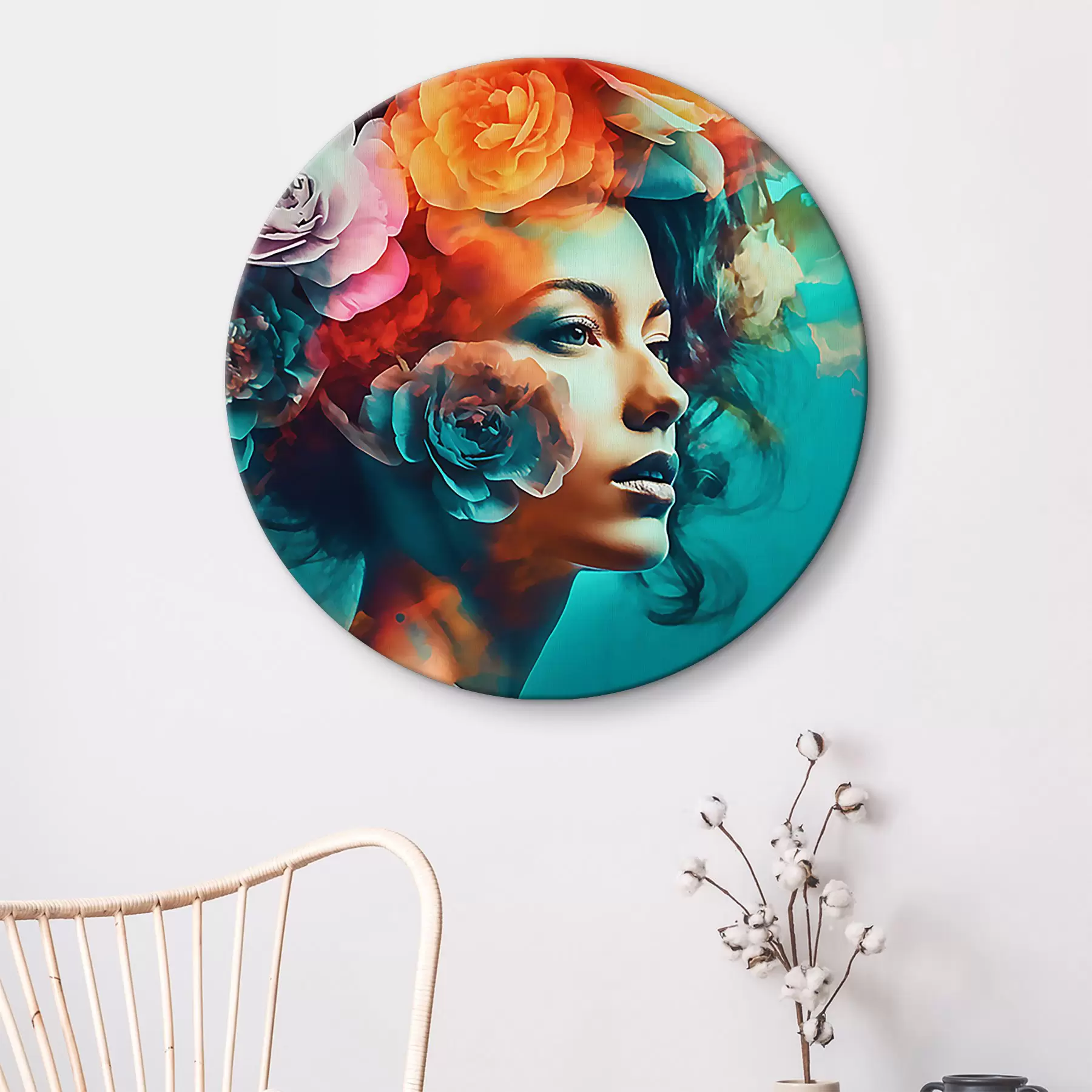  Peintures Jolie femme avec des fleurs r35366
