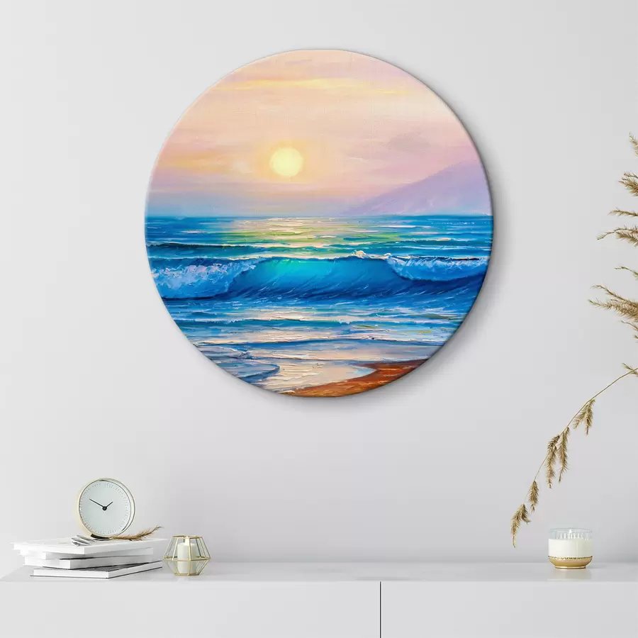  Schilderijen Roze zonsondergang tegen de achtergrond van de zee r35378