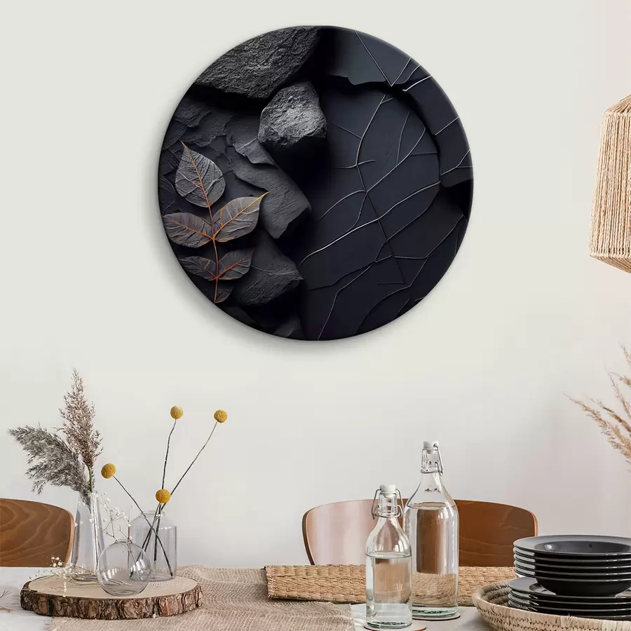  Peintures Feuilles sur la terre noire et craquelée r35706