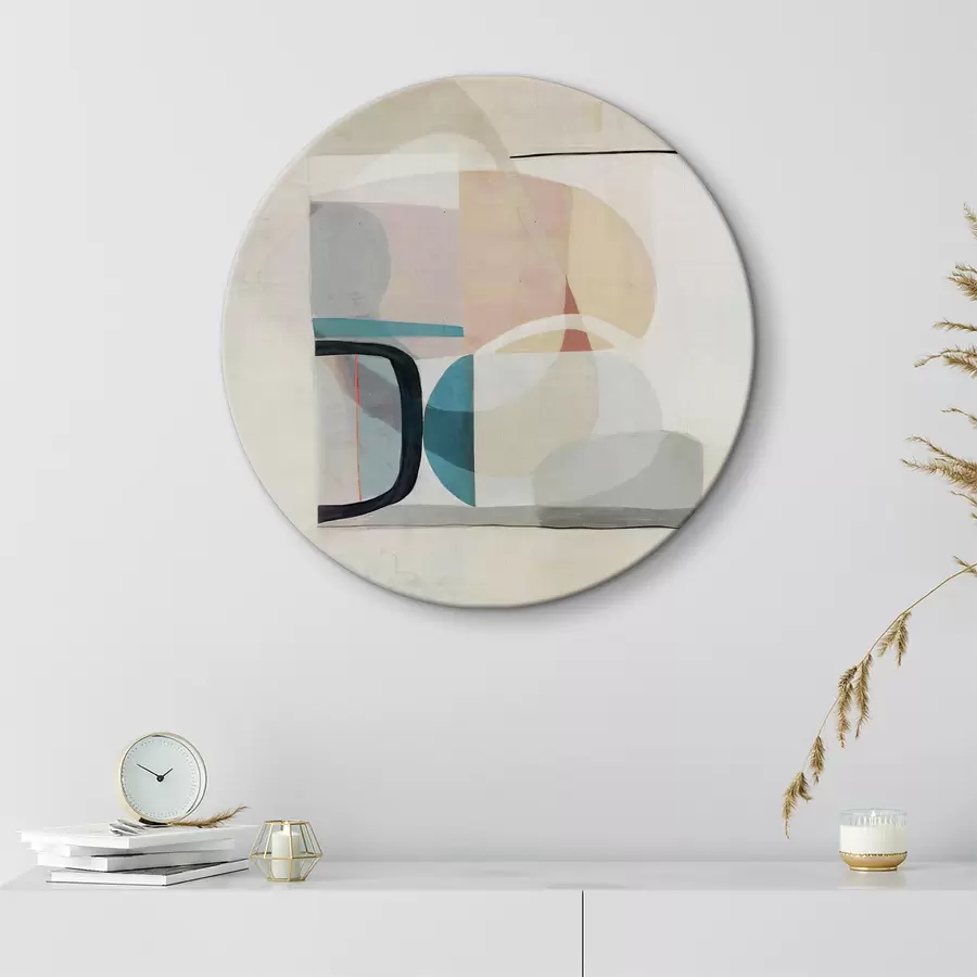  Schilderijen Geometrische abstractie in beige en blauw r35802