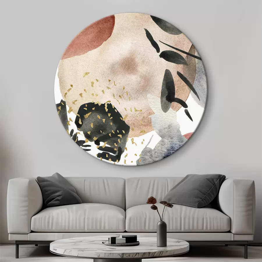  Schilderijen Aquarel abstracte poster met rode, zwarte en beige vlekken r35937