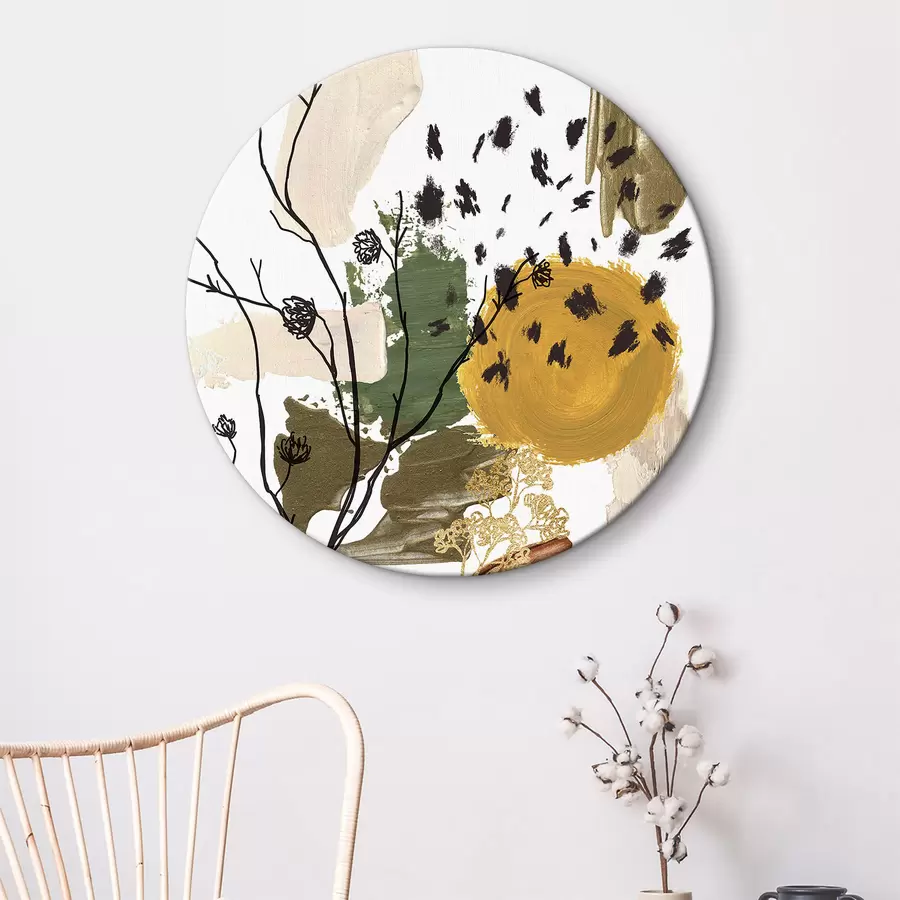  Schilderijen Aquarel herfst compositie van lineaire takken, bruine, gele en groene vlekken. r35950