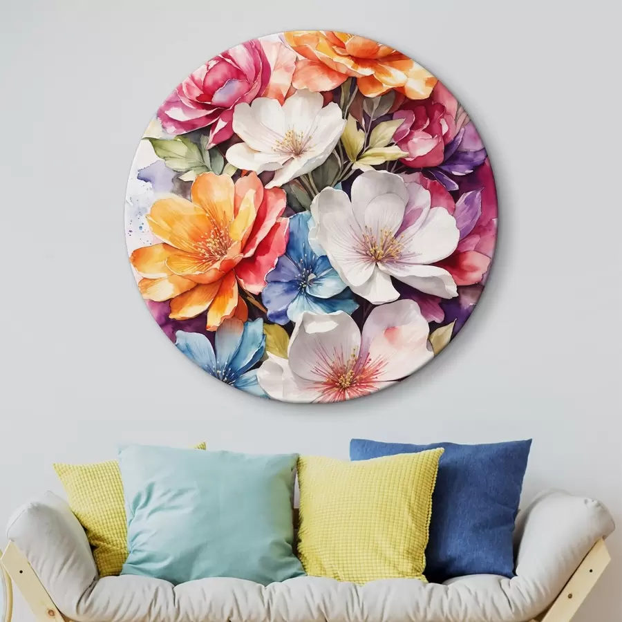  Peintures Motif aquarelle en blanc, bleu et jaune r36123