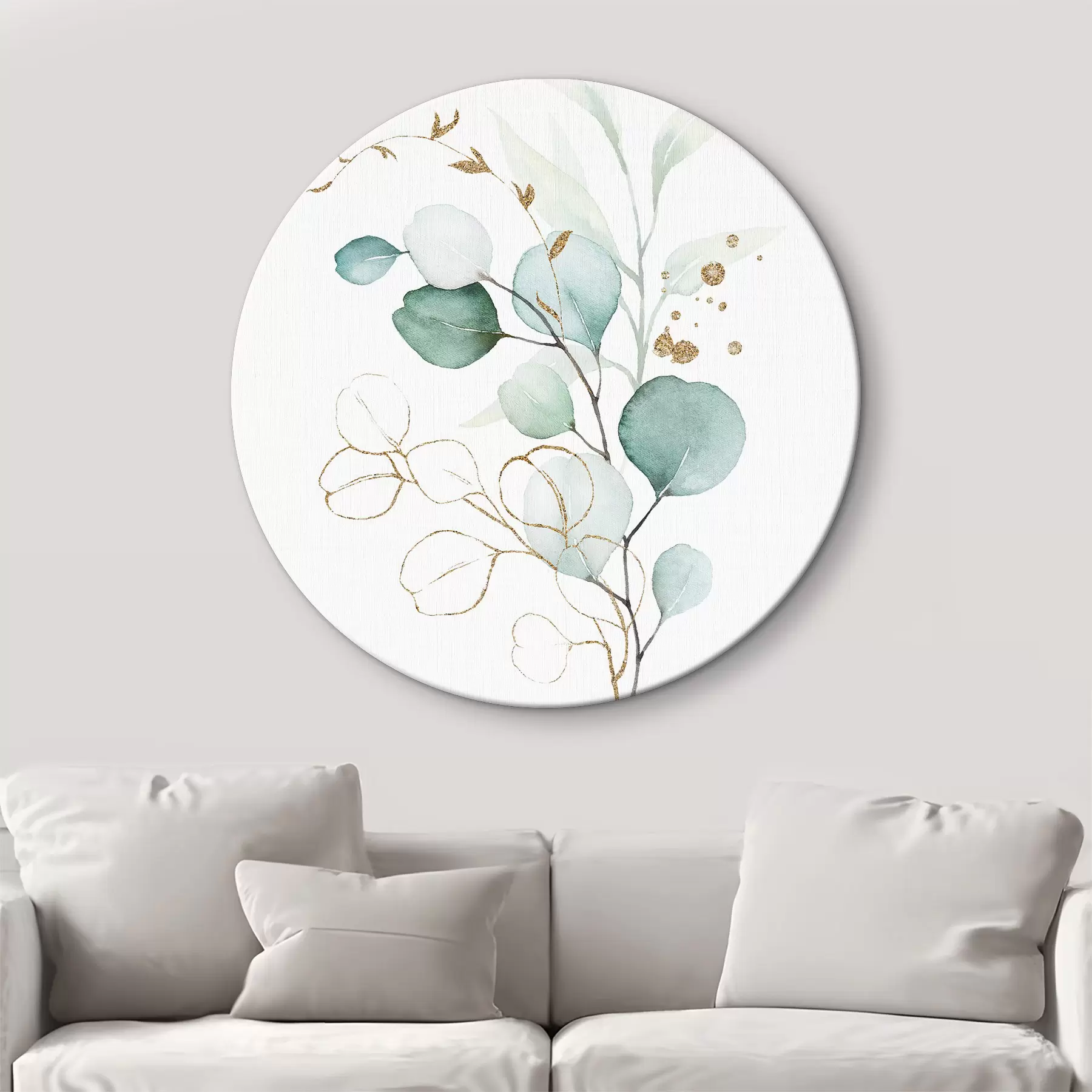  Schilderijen Aquarel van een tak met blauwe bladeren r36138