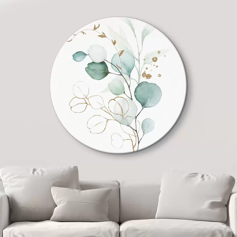  Schilderijen Aquarel van een tak met blauwe bladeren r36138