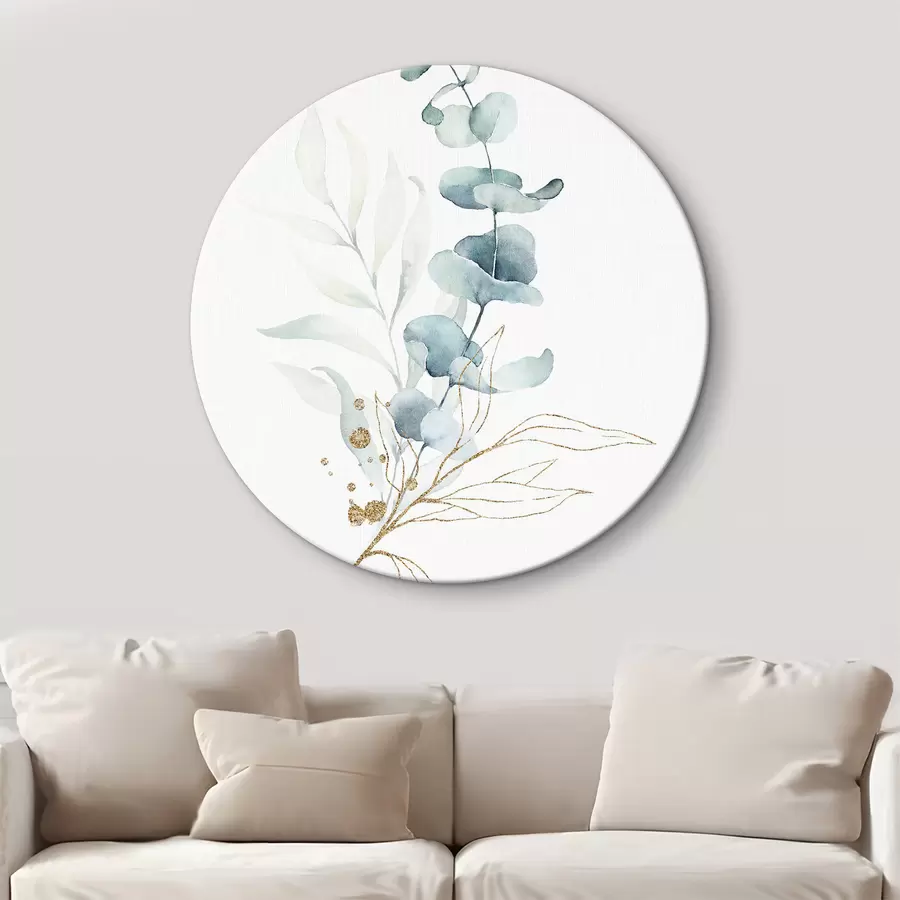  Peintures Dessin abstrait à l'aquarelle de branches avec des feuilles bleues r36139