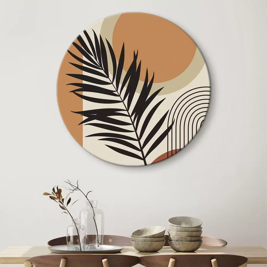  Schilderijen Palmblad op een geometrische achtergrond r36170