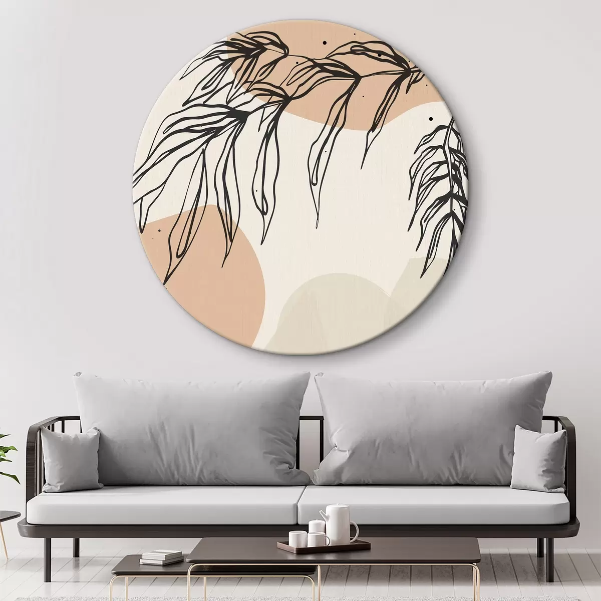 Tableaux ronds Feuilles abstraites, lignes de différentes formes r36186