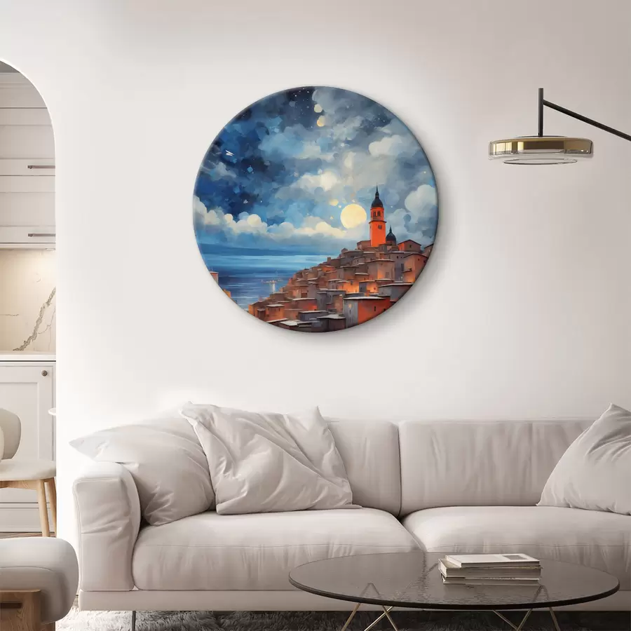  Schilderijen Uitzicht op een middeleeuwse Europese stad r36229