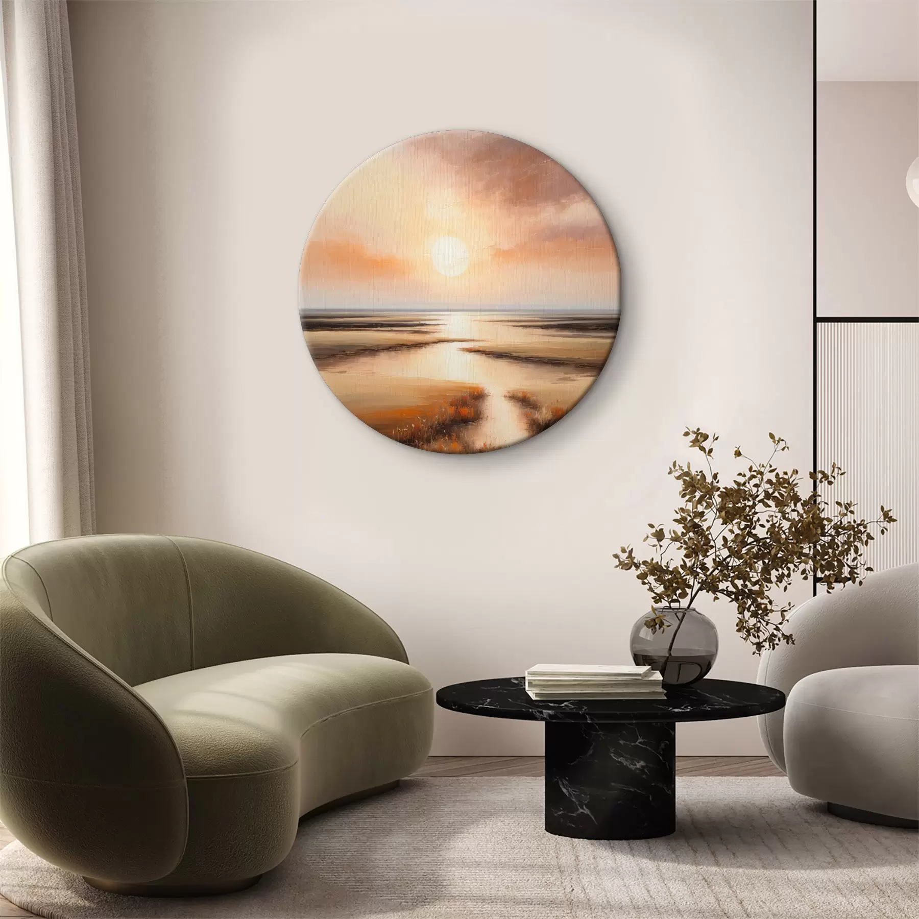  Schilderijen Zicht op de vijver bij zonsopgang r36436