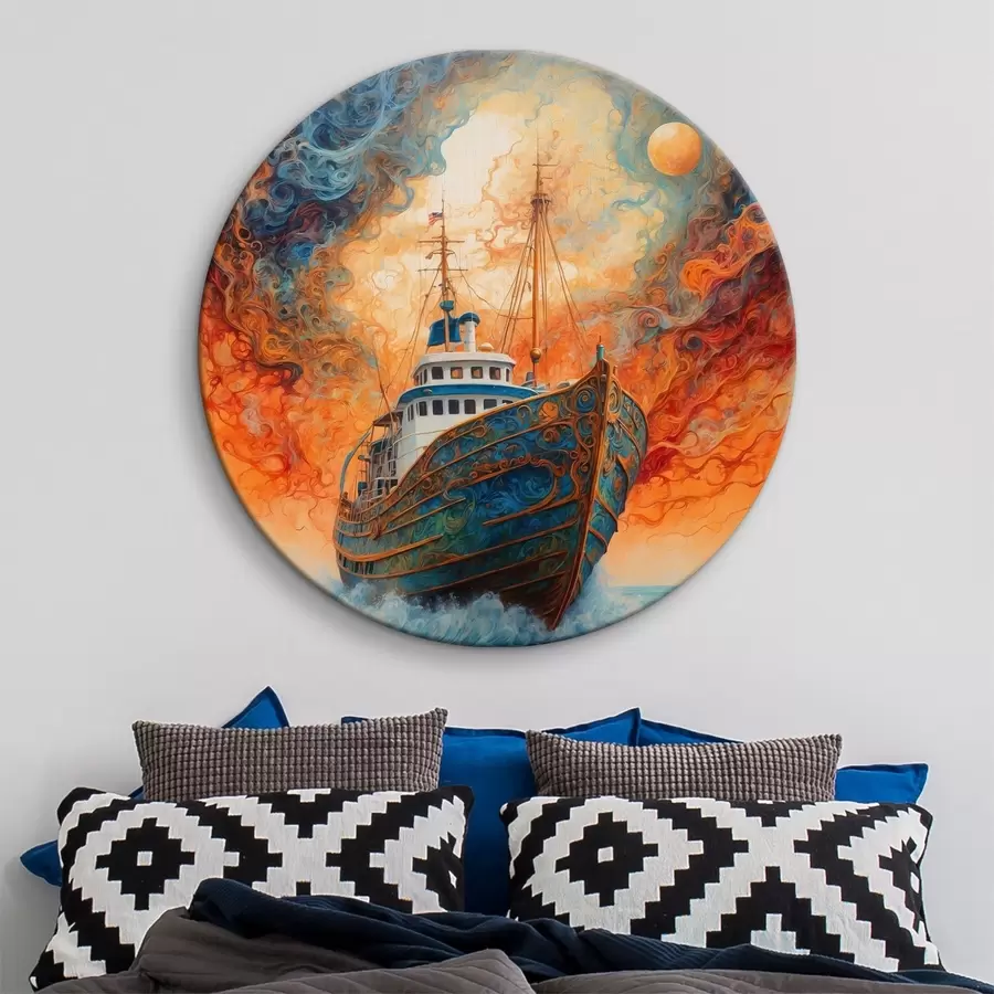  Schilderijen Drijvend schip tegen de achtergrond van een fantastische lucht. r36443