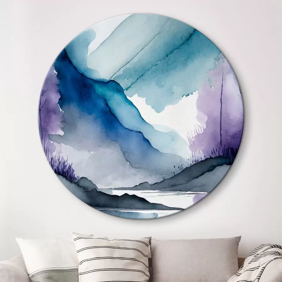  Schilderijen Nevelige bergen en kalm water r36494