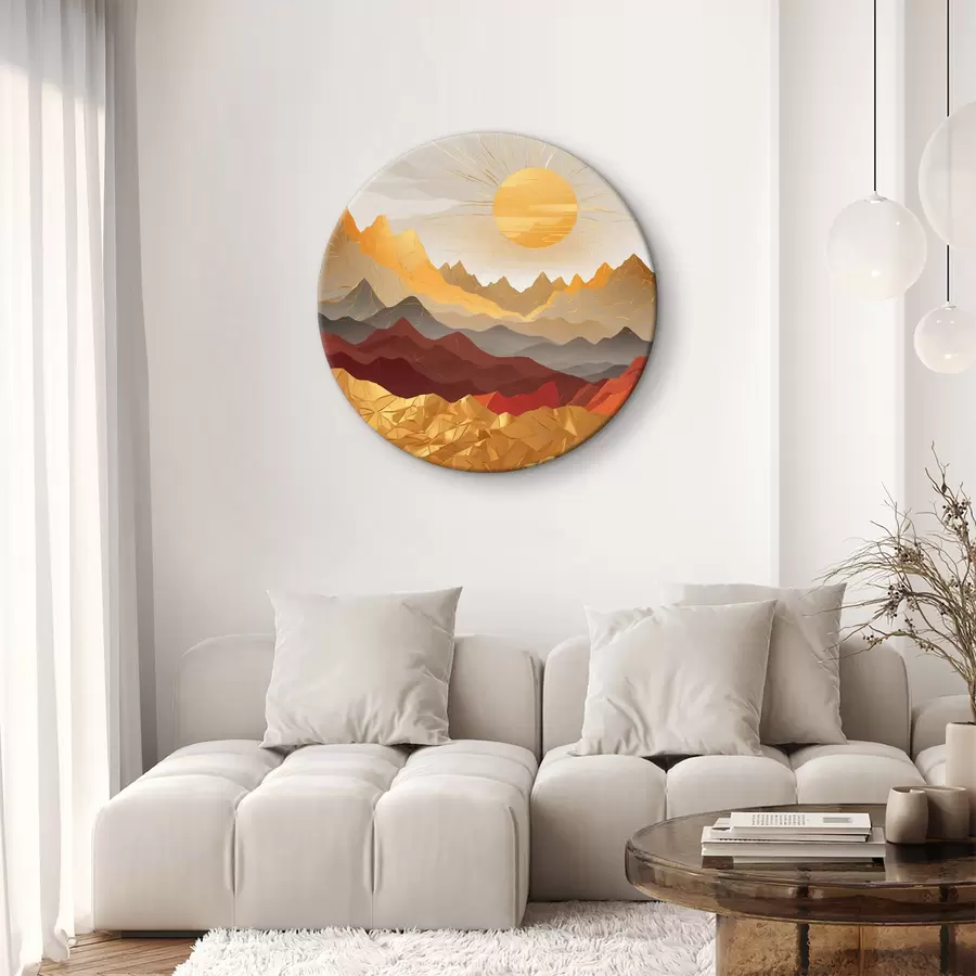  Schilderijen Zonsopgang boven een geometrisch berglandschap r36529