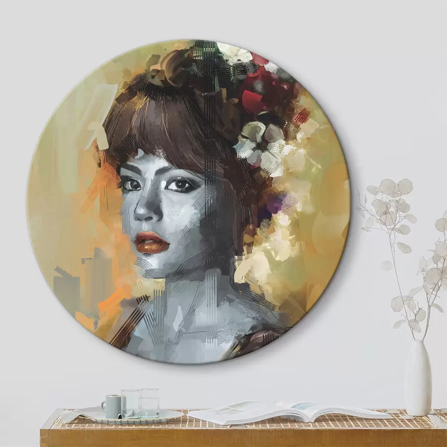  Schilderijen Vrouw met bloemen in haar haar r36575