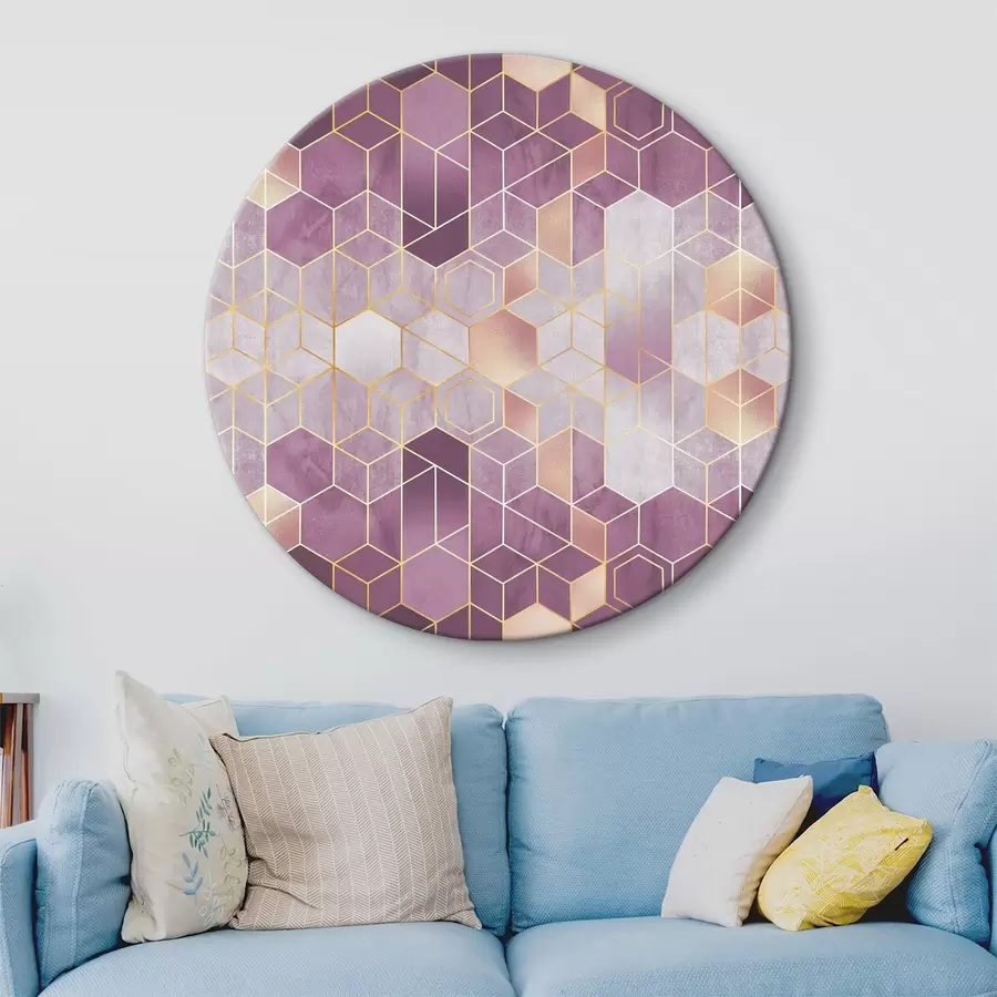  Peintures Élégant motif hexagonal dans les tons violets r36602v1