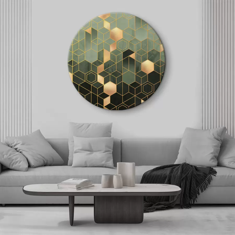  Schilderijen Geometrische elegantie van smaragd en amber r36602v2