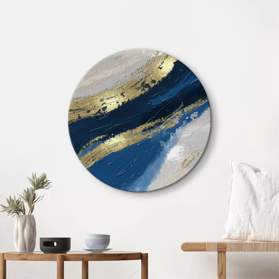  Schilderijen Elegante wervelingen in blauw en wit r36606