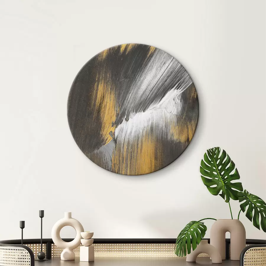  Schilderijen Penseelstreken in grijs- en ambertinten r36672