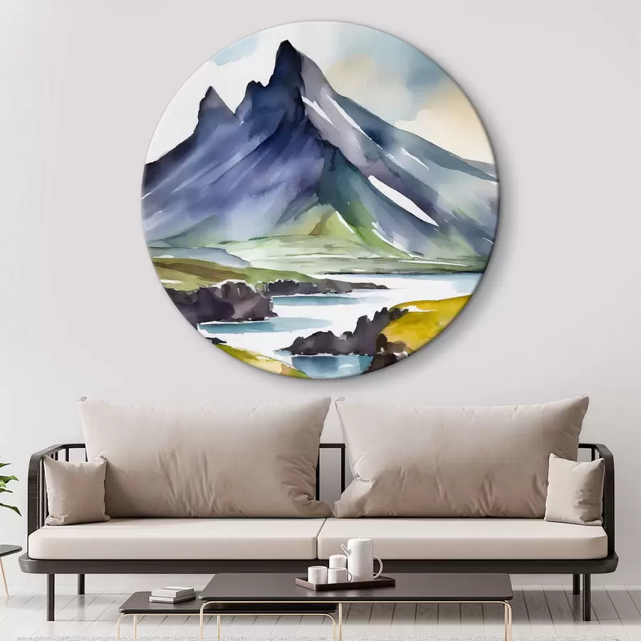  Schilderijen IJsland Natuur Aquarel, Bergen, Watervallen r36687