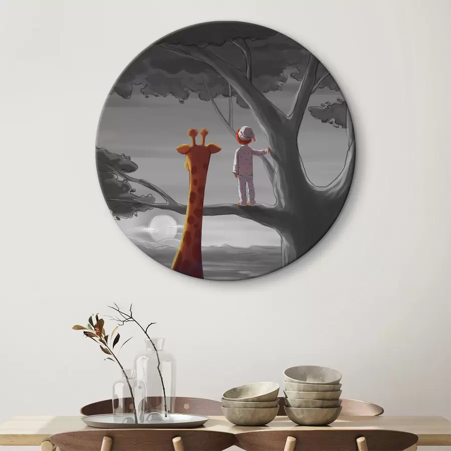  Schilderijen Giraffe en baby op een boom r36700