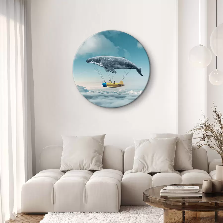  Schilderijen Een walvis en een walvis aan een klein vliegtuig r36701