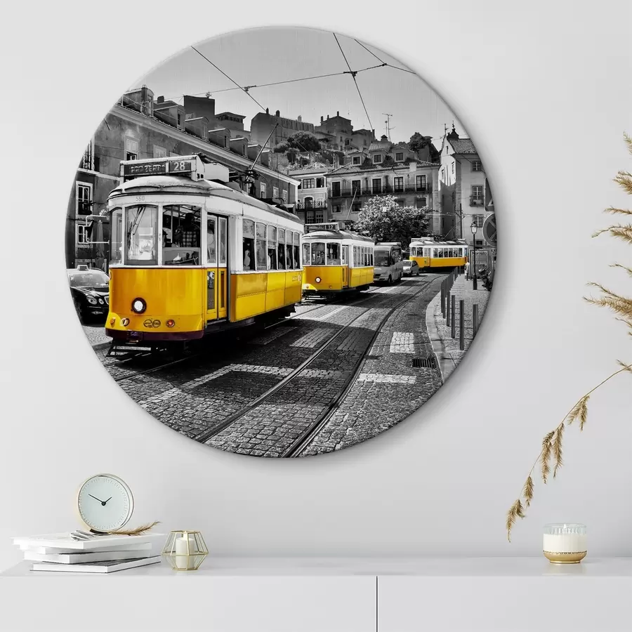  Schilderijen Gele kinderwagen op straat r36708