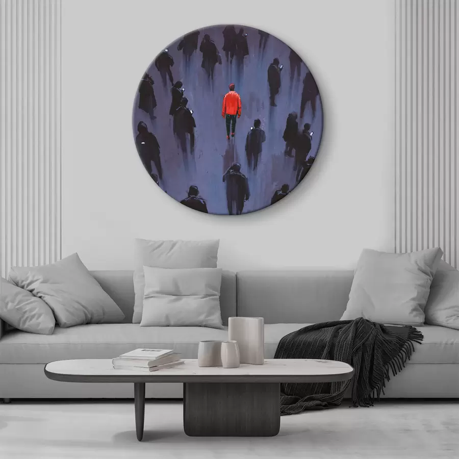  Schilderijen Een man in een mensenmenigte r37093