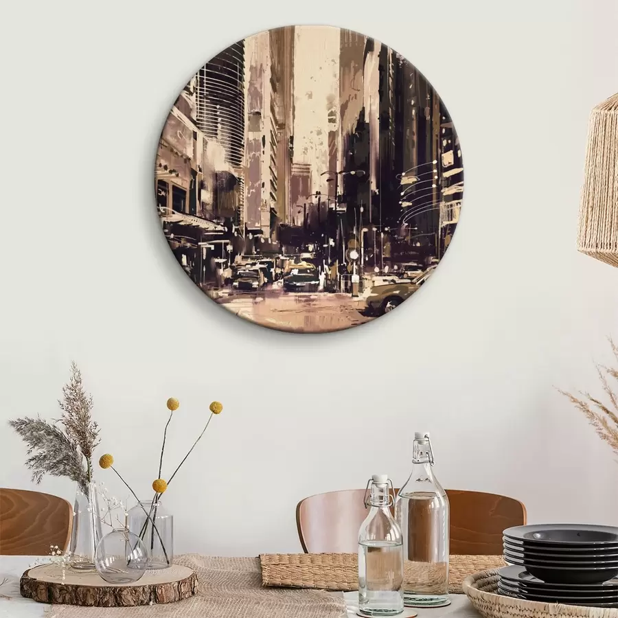  Schilderijen Stadsstraat met hoge gebouwen r37094