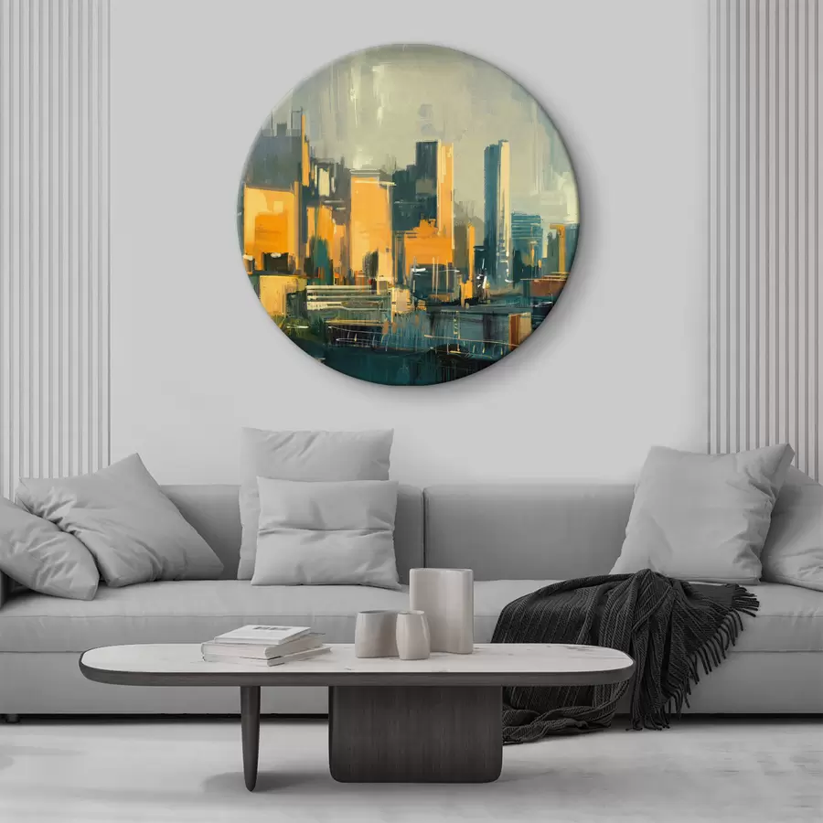  Schilderijen Panorama van de stad met hoge gebouwen r37102