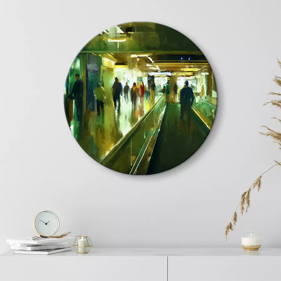  Schilderijen Een groep mensen op een roltrap r37103