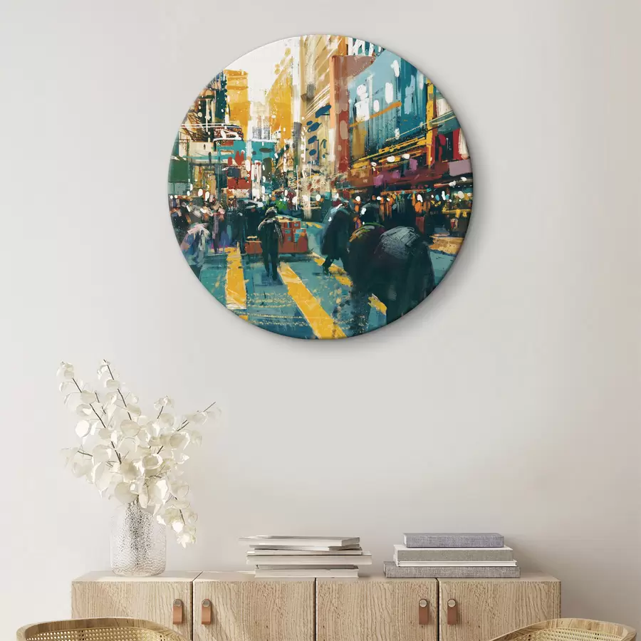  Schilderijen Stadsgezichten Drukke metropool straat r37108