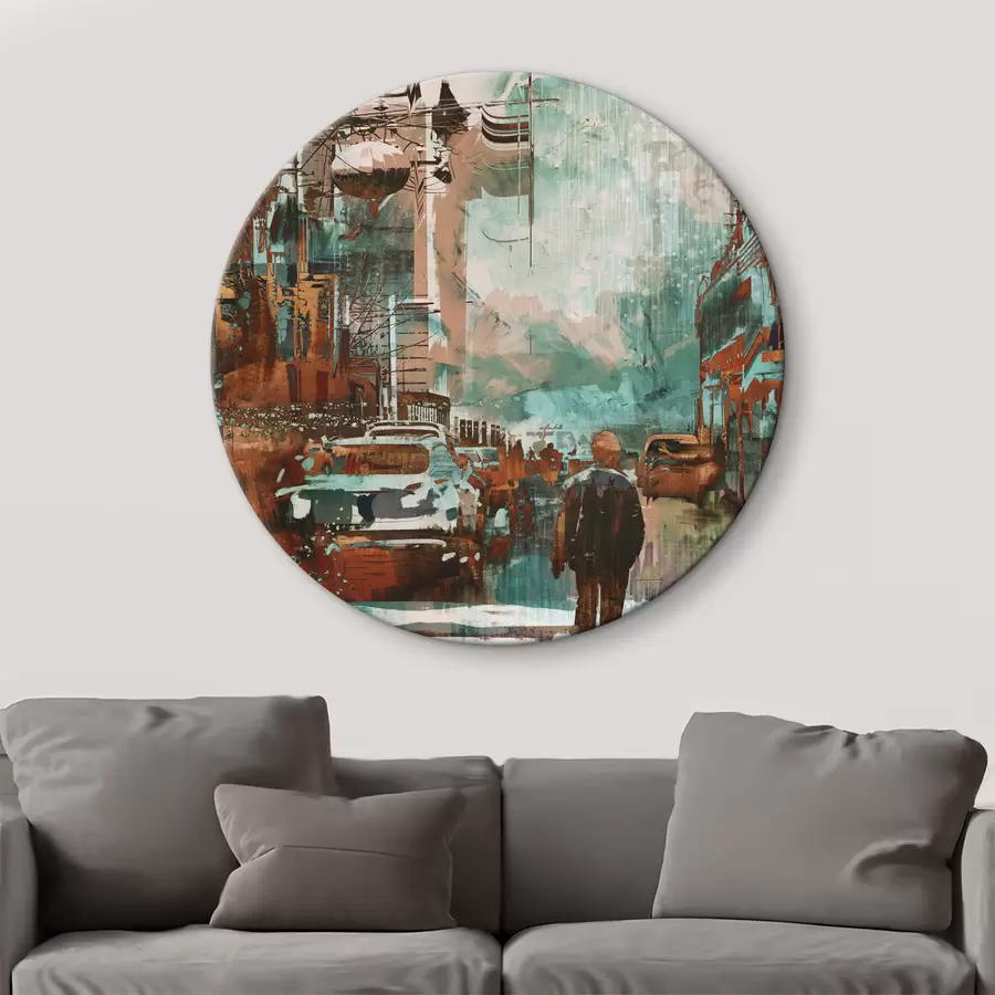  Schilderijen Grote retro metropool in grunge stijl r37112