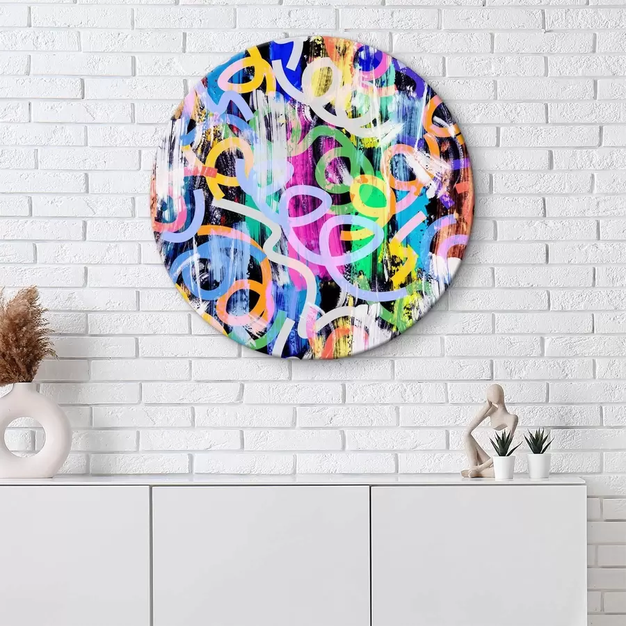  Peintures Motif coloré avec des cercles blancs et bleus r37145