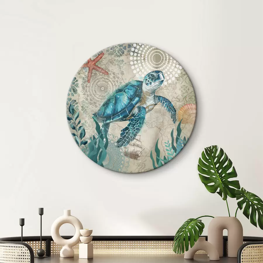  Schilderijen Blauwe zeeschildpad zwemmend in de oceaan r37151