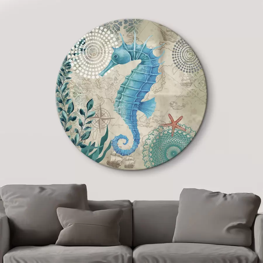  Schilderijen Zeepaard en zeewier op de kaart r37152